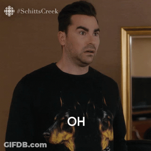 A Man Wearing A Black Sweater With A Dog On It Says Oh GIF