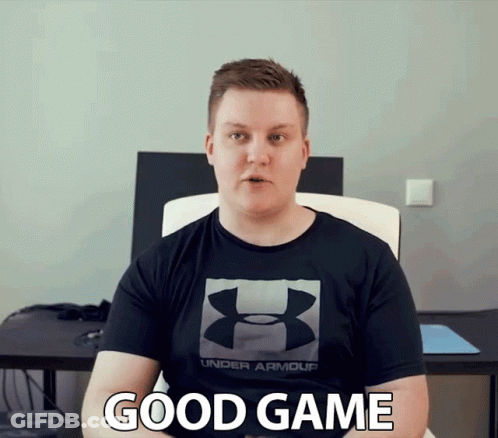 A Man Wearing A Black Under Armour Shirt Says " Good Game " GIF