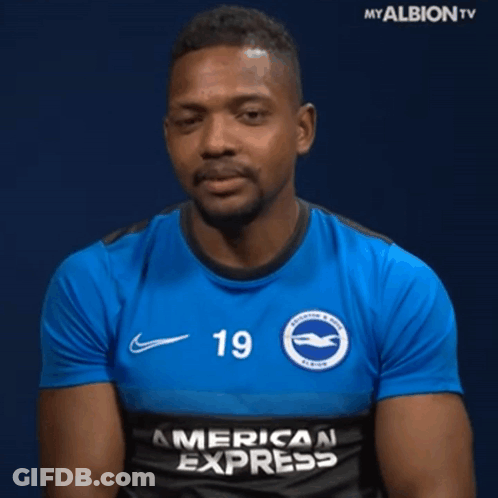 A Man Wearing A Blue American Express Shirt GIF
