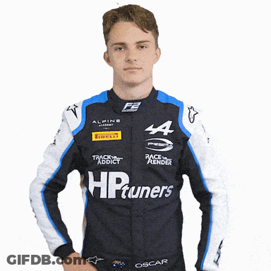 A Man Wearing A Blue And White Jacket With Hp Tuners On It GIF