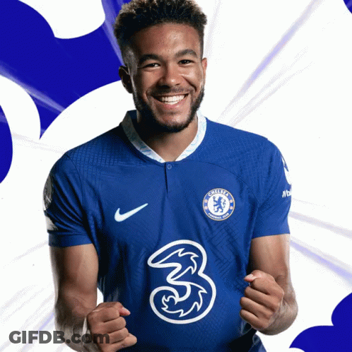 A Man Wearing A Blue Chelsea Jersey With The Number 3 On It GIF
