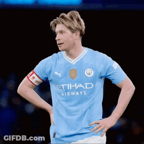 A Man Wearing A Blue Etihad Airways Jersey GIF