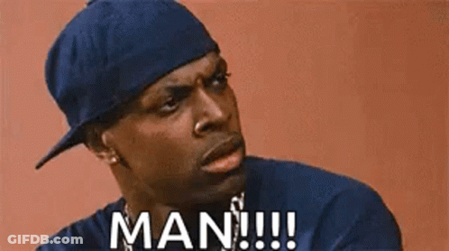 A Man Wearing A Blue Hat And A Black Shirt Is Saying Man !!! GIF