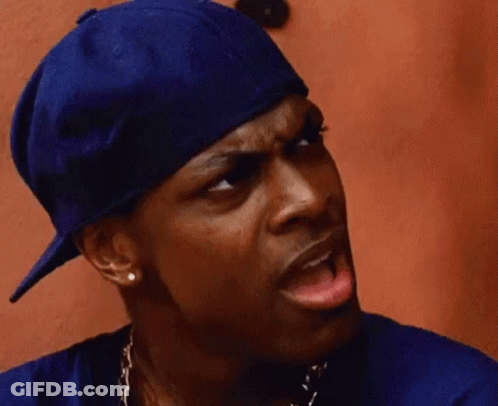 A Man Wearing A Blue Hat And A Blue Shirt Is Making A Funny Face And Says `` Hell , No ! '' GIF