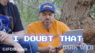 A Man Wearing A Blue Hat Says " I Doubt That " While Using A Tablet GIF