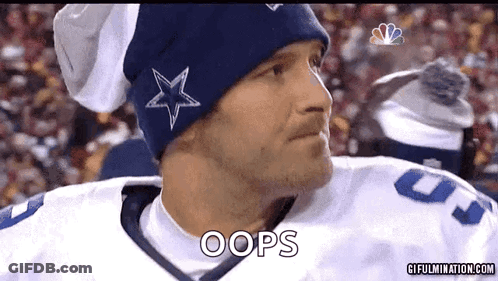 A Man Wearing A Blue Hat With A Star On It Says " Oops " GIF