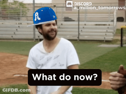 A Man Wearing A Blue Hat With The Letter R On It GIF
