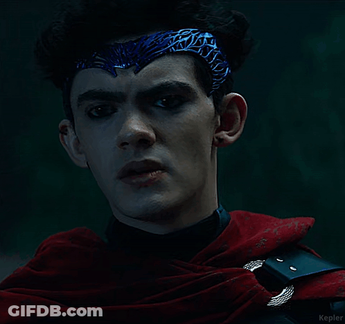 A Man Wearing A Blue Headband And A Red Cape With Kepler Written On The Bottom GIF