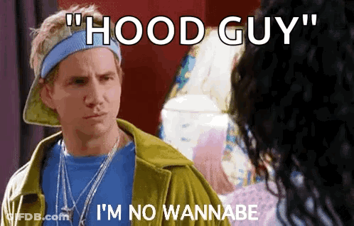 A Man Wearing A Blue Headband Is Talking To A Woman . GIF