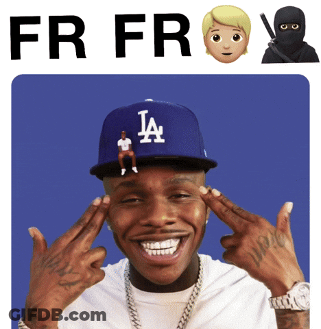 A Man Wearing A Blue La Hat With A Man Sitting On It GIF