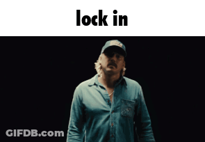 A Man Wearing A Blue Shirt And A Hat Says Lock In GIF