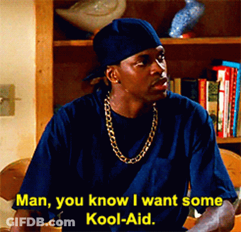 A Man Wearing A Blue Shirt And A Hat Says Man You Know I Want Some Kool-Aid GIF