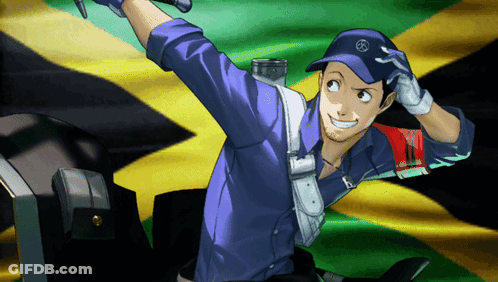 A Man Wearing A Blue Shirt And A Hat With A Circle On It GIF