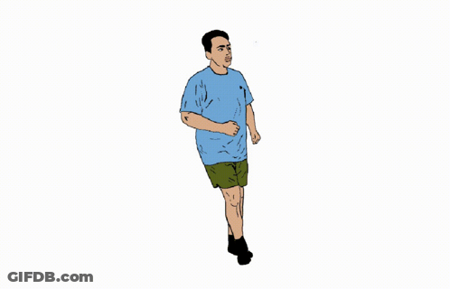 A Man Wearing A Blue Shirt And Green Shorts Is Standing On A White Background GIF