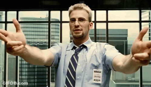 A Man Wearing A Blue Shirt And Tie Has A Badge That Says Security On It GIF
