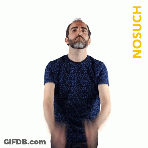 A Man Wearing A Blue Shirt Is Standing In Front Of A White Background With The Word No Such On It GIF