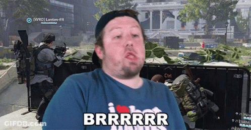 A Man Wearing A Blue Shirt That Says Brrrrr GIF