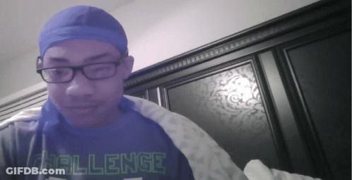 A Man Wearing A Blue Shirt That Says Challenge GIF