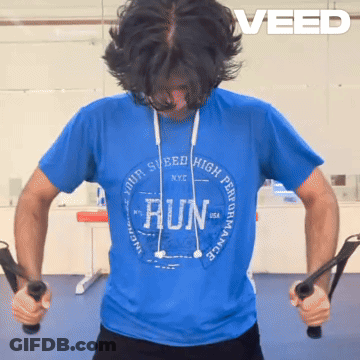A Man Wearing A Blue Shirt That Says Run GIF
