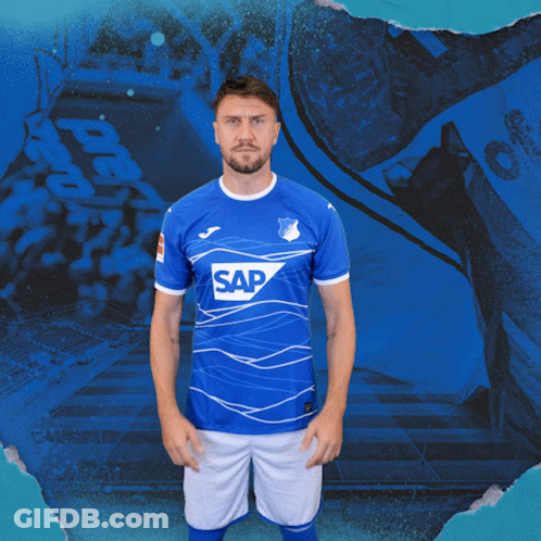 A Man Wearing A Blue Shirt That Says Sa On It GIF