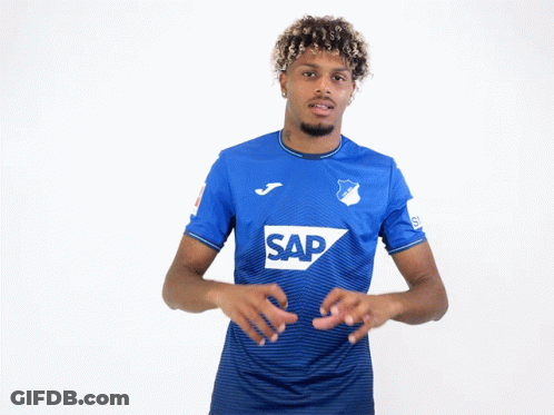 A Man Wearing A Blue Shirt That Says Sap On It GIF