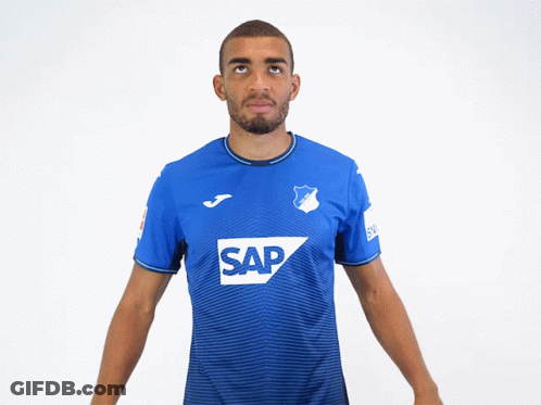 A Man Wearing A Blue Shirt That Says Sap On It GIF
