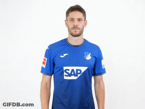 A Man Wearing A Blue Shirt That Says Sap GIF