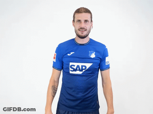 A Man Wearing A Blue Shirt That Says Sap GIF