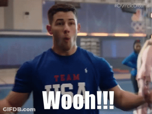 A Man Wearing A Blue Shirt That Says Team Usa Wooh !!! GIF