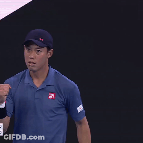 A Man Wearing A Blue Shirt That Says Uniqlo On The Sleeve GIF