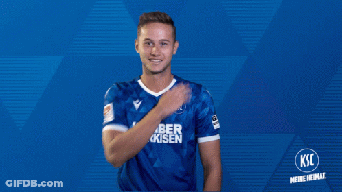 A Man Wearing A Blue Shirt With Ksc On It GIF