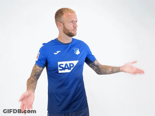 A Man Wearing A Blue Shirt With Sap On It GIF