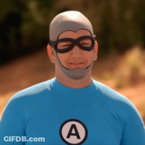 A Man Wearing A Blue Shirt With The Letter A On The Front GIF