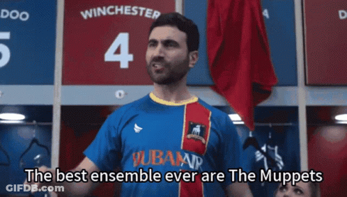 A Man Wearing A Blue Shirt With The Number 4 On It GIF