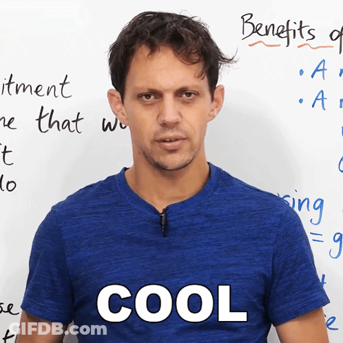 Man In Blue Shirt With Cool Text GIF
