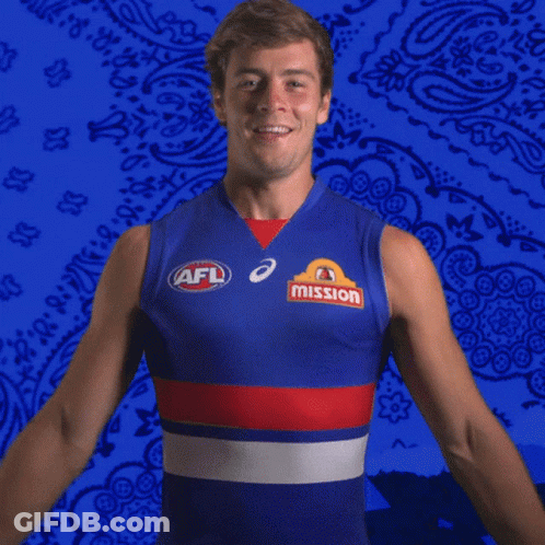 A Man Wearing A Blue Tank Top With Afl And Mission On It GIF