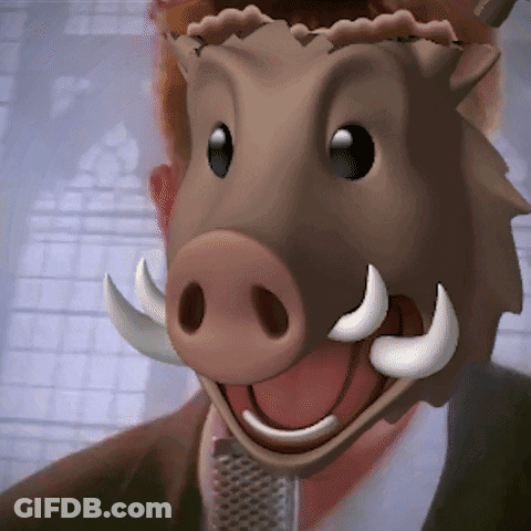 A Man Wearing A Boar Mask With Tusks GIF