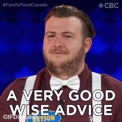 A Man Wearing A Bow Tie And Suspenders Says " A Very Good Wise Advice " GIF