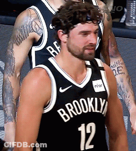 A Man Wearing A Brooklyn Jersey With The Number 12 GIF