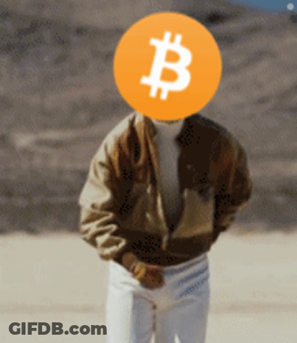 Man With Bitcoin Face GIF