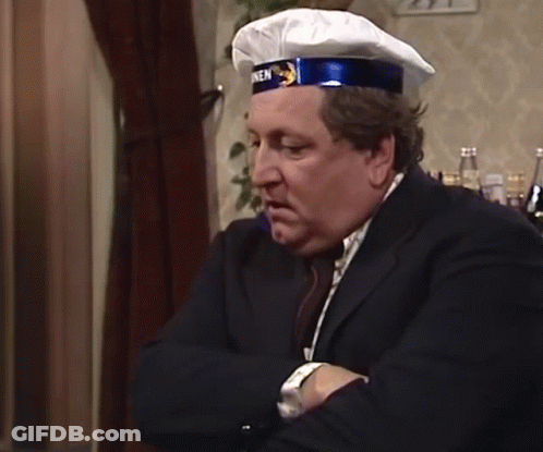 A Man Wearing A Chef Hat With The Word Men On It GIF