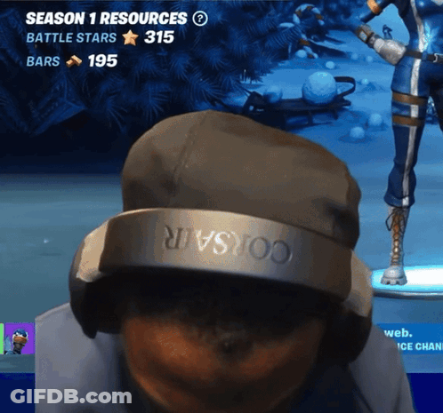 A Man Wearing A Corsair Hat Is Playing A Game GIF