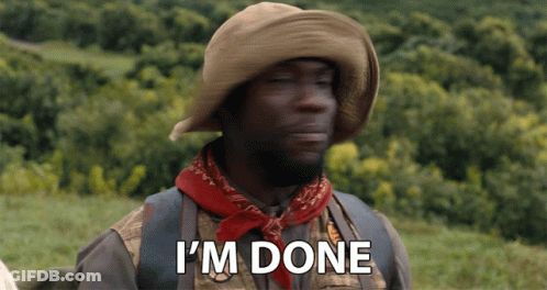 A Man Wearing A Cowboy Hat And A Red Bandana Says I 'M Done GIF