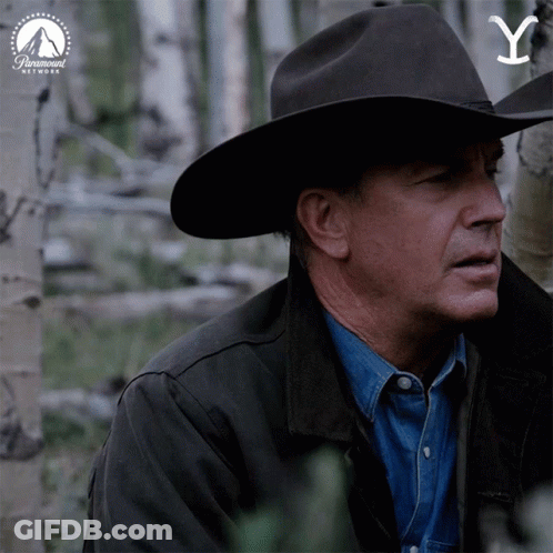 A Man Wearing A Cowboy Hat With The Letter Y On It GIF