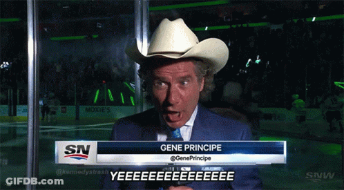 A Man Wearing A Cowboy Hat With The Name Gene Principe On The Screen GIF