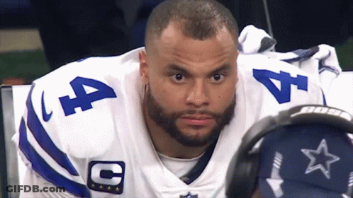 A Man Wearing A Cowboys Uniform With The Number 4 On It GIF