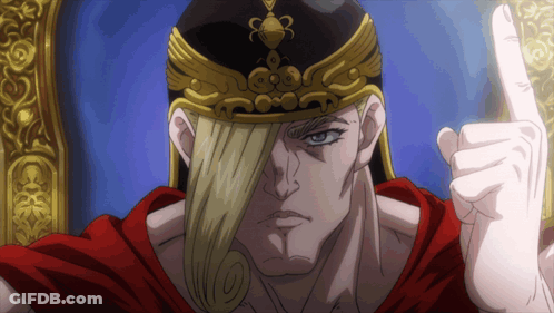 Man With Crown And Red Cape Holding Up Finger GIF