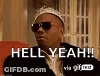 A Man Wearing A Crown And Sunglasses Is Sitting In A Chair And Saying Hell Yeah . GIF