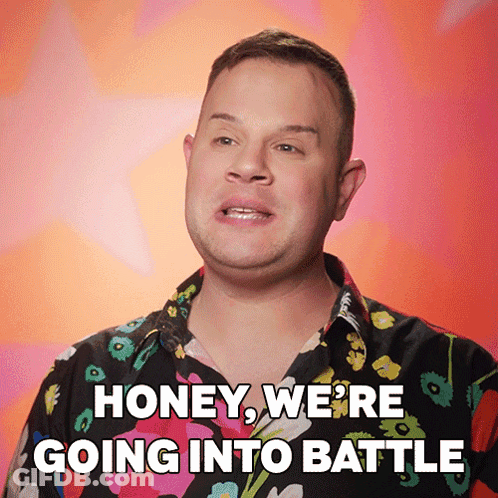 A Man Wearing A Floral Shirt Says Honey We 'Re Going Into Battle GIF