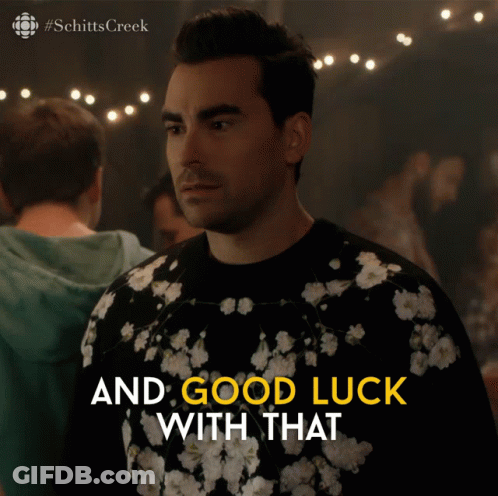 A Man Wearing A Floral Sweater Says " And Good Luck With That " GIF
